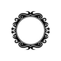 Elegant Circular Ornament Frame in Black on White, Decorative vector