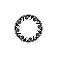 Elegant Seashell Circle Frame, Black and White Ornamental vector
