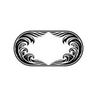 Elegant Oval Frame Ornament in Black on White, Decorative Element vector