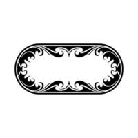 Elegant Black Oval Frame with Flourish Ornament on White Background vector