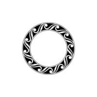 Elegant Circular Decorative Frame with Swirling Pattern, Black and White vector