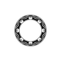 Decorative Black and White Floral Circular Frame on Cream Background vector