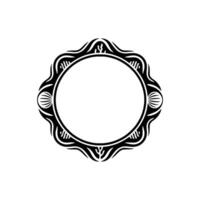 Ornate Black Frame with Empty Circle on White Background vector