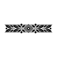 Black Decorative Border Element with Leaves, Berries, and Geometric Center vector