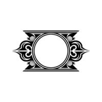 Elegant Black White Ornate Frame with Circle, Element vector