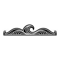 Decorative Wave Border Black and White , Ornamental Element vector