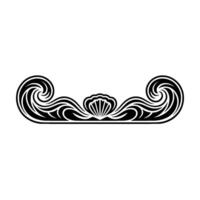 Elegant Wave Border with Seashell Motif in Black and White vector