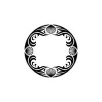 Elegant Black White Seashell Frame - Decorative Border Element vector