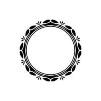 Elegant Black White Circular Frame with Floral Elements vector