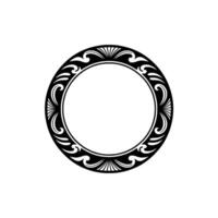 Elegant Black White Ornate Circular Frame on Gray Background vector