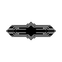 Tech Circuit Badge Black and White Geometric vector