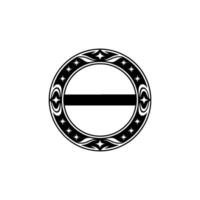 Elegant Black and White Round Crest with Stars and Ornate Elements vector