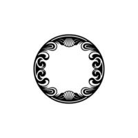 Elegant Black White Circular Frame with Seashell Accents vector