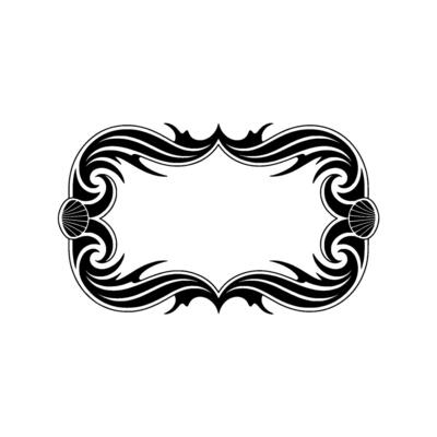 Ornamental Art Deco Frame, Black on White, Element