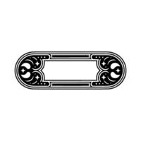 Gothic Revival Style Frame, Decorative Oval with Empty Center, Black and White vector
