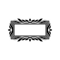 Elegant Black Floral Rectangular Frame on Gradient Background vector