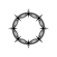 Stylized Black and White Geometric Thorn Circle on White Background vector
