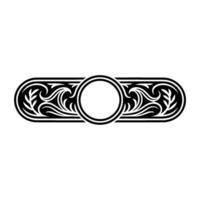 Ornate Black White Scroll with Circle Center vector