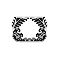 Elegant Black White Scroll Frame with Seashells - Decorative vector