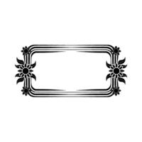 Decorative Floral Rectangular Frame, Black White, Minimalist vector