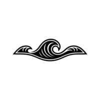 Stylized Black and White Wave Crest , Element vector