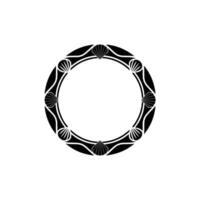 Elegant Black White Shell Circle Frame - Decorative Border Element vector