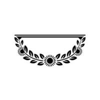 Floral Laurel Frame , Minimalist Black and White vector