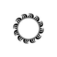 Black Circular Frame with Ornamental Crests on Light Gray Background vector