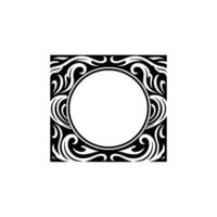 Elegant Black and White Ornamented Frame with Circle Center vector