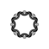 Elegant Black and White Circular Frame with Shell Motif vector