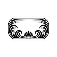 Art Deco Marine Frame with Seashell and Waves vector