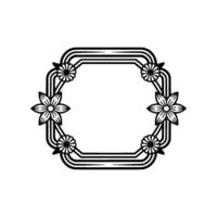Floral Frame , Black and White Retro for Invitations vector
