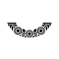 Floral Semicircle Border, Minimalist Black and White vector