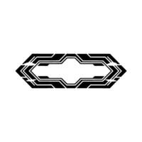 Futuristic Hexagon Frame, Tech , Minimalist, Black White, Space for Text vector