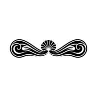 Decorative Black Flourish with Sunburst, Minimalist on White vector