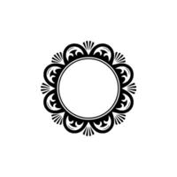 Elegant Black Circle Frame with Floral Ornament on White Background vector