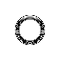 Decorative Black Circle Frame with Organic Elements on White Background vector