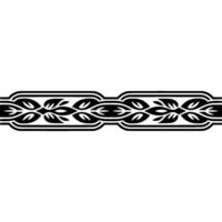 Elegant Leaf Motif Border Ornament in Black on White Background vector