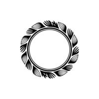 Elegant Black and White Floral Wreath Circle , Blank Space for Text vector