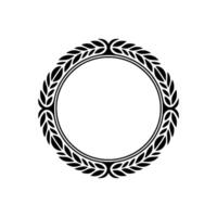 Elegant Circular Laurel Wreath Frame Black White vector