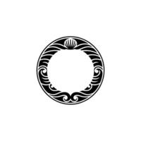 Ornate Circular Frame, Elegant Black and White Element vector