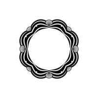 Elegant Black and White Seashell Frame, Circular Decorative vector