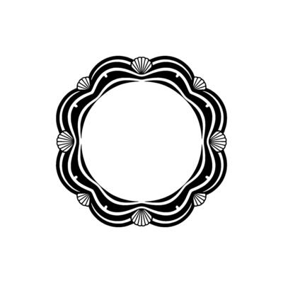 Elegant Black and White Seashell Frame, Circular Decorative