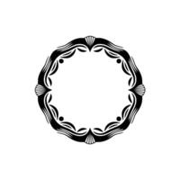 Elegant Black White Ornamental Circular Frame Element vector