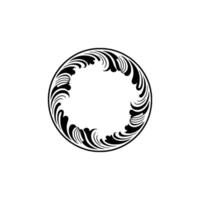 Elegant Black Floral Circular Frame on Cream Background vector