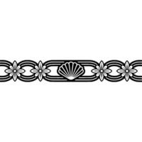 Elegant Black and White Floral Border with Shell Motif vector
