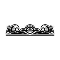 Elegant Ocean Wave Shell Ornament, Black on White vector