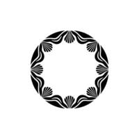 Geometric Shell Border Circle, Minimalist Black White vector