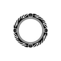 Elegant Black White Circular Frame with Seashell, Accents vector