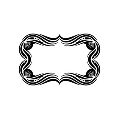 Decorative Art Deco Frame, Black and White Illustration